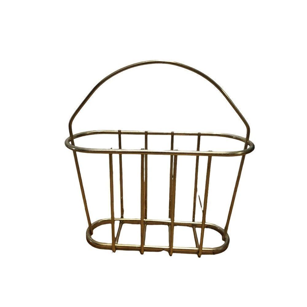 Vtg Mid Century Modern Hollywood Regency Brass Magazine Rack